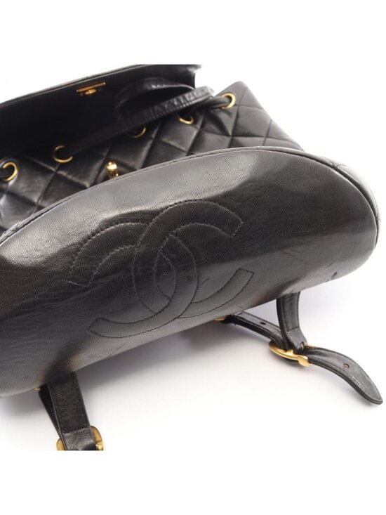 Chanel Backpack Quilted Black Lambskin Double Turnlock Chain main image 9